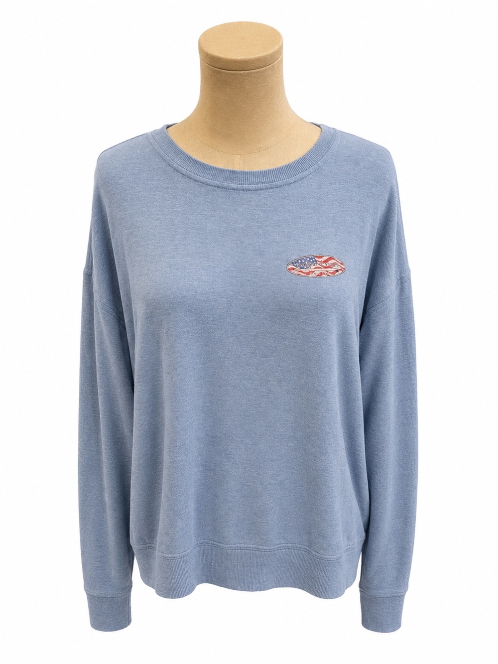 Vineyard Vines Americana Flag Logo Soft Crewneck Pullover Blue Size Medium